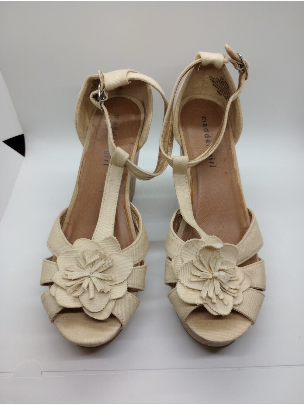 Madden Girls Size 6m Cork Wedges With Flower Design 212